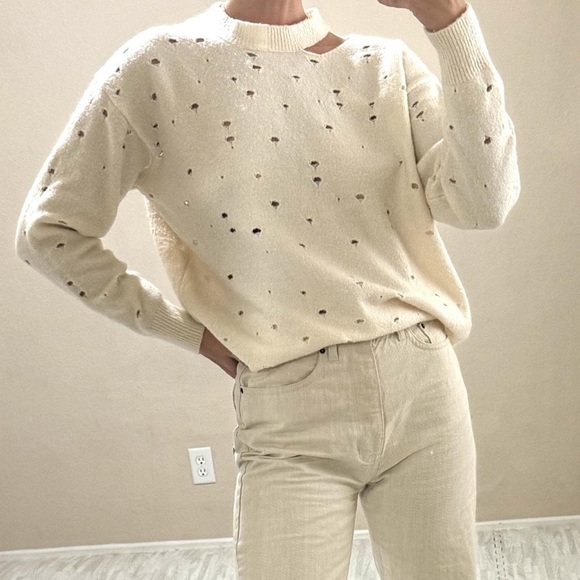ASTR The Label Distressed Dolman Sleeve Pullover Sweater - Picture 6 of 12